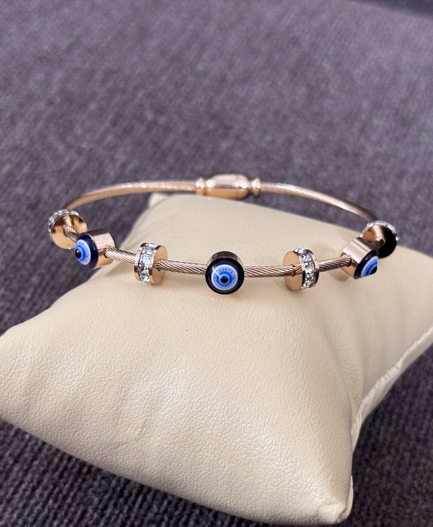 Anti-Tarnish Evil Eye Bangle Bracelet - BR002